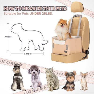 Show full view: Petsfit Small Dog Car Booster Seat with Clip-On Leash & Adjustable Straps, Medium, Khaki slide 7 of 10