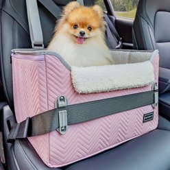 Petsfit Small Dog Car Booster Seat with Clip-On Leash & Adjustable Straps, Medium, Purple