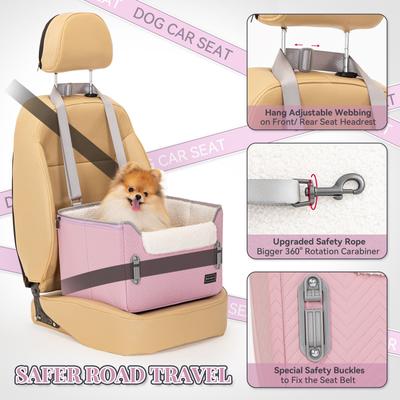 Show full view: Petsfit Small Dog Car Booster Seat with Clip-On Leash & Adjustable Straps, Medium, Purple slide 3 of 10