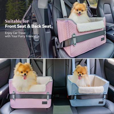 Show full view: Petsfit Small Dog Car Booster Seat with Clip-On Leash & Adjustable Straps, Medium, Purple slide 2 of 10