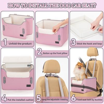 Show full view: Petsfit Small Dog Car Booster Seat with Clip-On Leash & Adjustable Straps, Medium, Purple slide 9 of 10