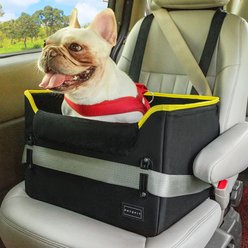 Petsfit Small Dog Car Booster Seat with Clip-On Leash & Fleece Liner, Black, Medium