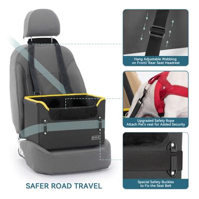 Show full view: Petsfit Small Dog Car Booster Seat with Clip-On Leash & Fleece Liner, Black, Medium slide 3 of 10