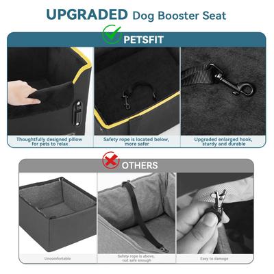 Show full view: Petsfit Small Dog Car Booster Seat with Clip-On Leash & Fleece Liner, Black, Medium slide 4 of 10
