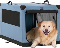 Petsfit Soft Sided 3-Door Collapsible Dog Crate, Blue, Large