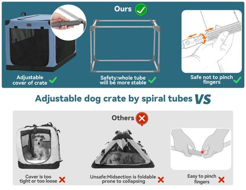 Show full view: Petsfit Soft Sided 3-Door Collapsible Dog Crate, Blue, Large slide 6 of 12