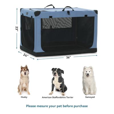 Show full view: Petsfit Soft Sided 3-Door Collapsible Dog Crate, Blue, Large slide 2 of 12