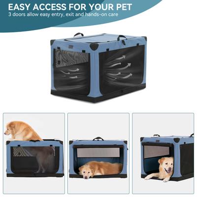 Show full view: Petsfit Soft Sided 3-Door Collapsible Dog Crate, Blue, Large slide 3 of 12