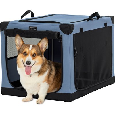 Petsfit Petsfit Soft Sided 3-Door Collapsible Dog Crate, Blue, Medium