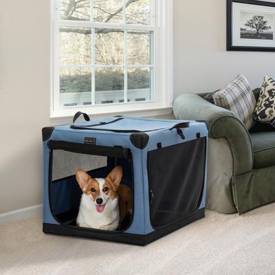 Show full view: Petsfit Soft Sided 3-Door Collapsible Dog Crate, Blue, Medium slide 8 of 13