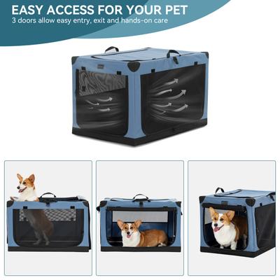 Show full view: Petsfit Soft Sided 3-Door Collapsible Dog Crate, Blue, Medium slide 4 of 13