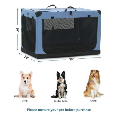 Show full view: Petsfit Soft Sided 3-Door Collapsible Dog Crate, Blue, Medium slide 3 of 13