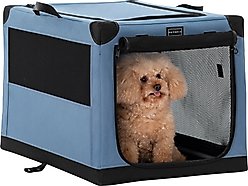 Petsfit Soft Sided 3-Door Collapsible Dog Crate, Blue, Small