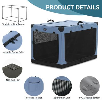 Show full view: Petsfit Soft Sided 3-Door Collapsible Dog Crate, Blue, Small slide 4 of 12