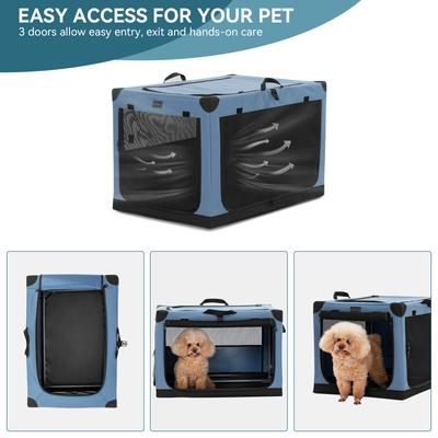 Show full view: Petsfit Soft Sided 3-Door Collapsible Dog Crate, Blue, Small slide 3 of 12