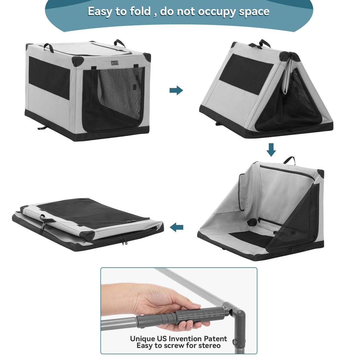 Curated visual reference: Petsfit Soft Sided 3 Door Collapsible Dog Crate Grey Large Photo Inspiration