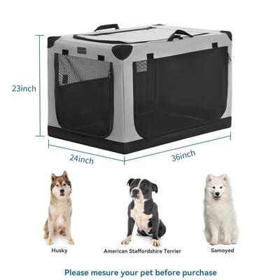 Large Dog Soft Sided Professional Crate Size Chart Reference: Petsfit Soft Sided 3 Door Collapsible Dog Crate Grey Large