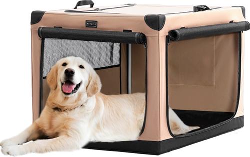 Show full view: Petsfit Soft Sided 3-Door Collapsible Dog Crate, Khaki, Large slide 9 of 12