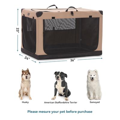 Show full view: Petsfit Soft Sided 3-Door Collapsible Dog Crate, Khaki, Large slide 5 of 12