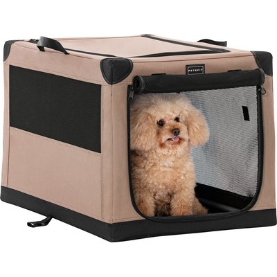 Petsfit Petsfit Soft Sided 3-Door Collapsible Dog Crate, Khaki, Small