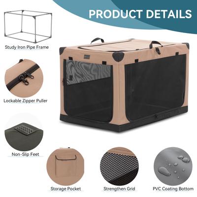 Show full view: Petsfit Soft Sided 3-Door Collapsible Dog Crate, Khaki, X-Large slide 4 of 12