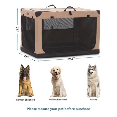 Show full view: Petsfit Soft Sided 3-Door Collapsible Dog Crate, Khaki, X-Large slide 2 of 12