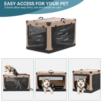 Show full view: Petsfit Soft Sided 3-Door Collapsible Dog Crate, Khaki, X-Large slide 3 of 12
