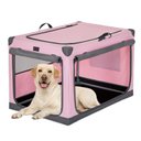 Petsfit Soft Sided 3-Door Collapsible Dog Crate, Pink, Large
