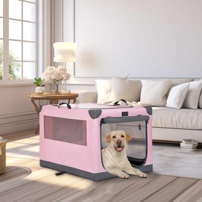 Show full view: Petsfit Soft Sided 3-Door Collapsible Dog Crate, Pink, Large slide 10 of 13