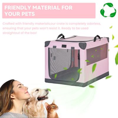Show full view: Petsfit Soft Sided 3-Door Collapsible Dog Crate, Pink, Large slide 9 of 13