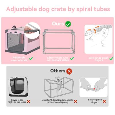 Show full view: Petsfit Soft Sided 3-Door Collapsible Dog Crate, Pink, Large slide 3 of 13