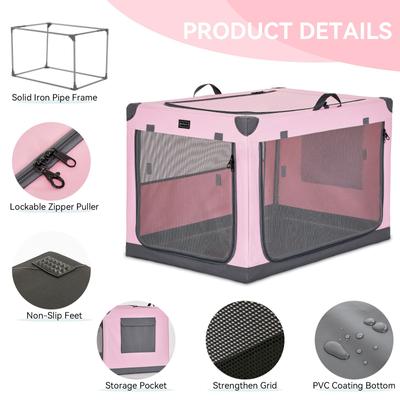 Show full view: Petsfit Soft Sided 3-Door Collapsible Dog Crate, Pink, Large slide 6 of 13