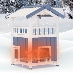 Petsfit Two Level Wooden Outdoor Cat House, Blue slide 2 of 7