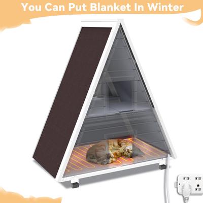 Show full view: Petsfit Two Level Wooden Outdoor Cat House with Escape Door, Grey slide 7 of 9