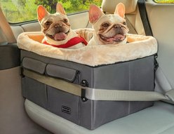 Petsfit Washable Dog Car Booster Seat with 2 Safety Leashes, Dark Gray, Medium