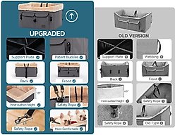 Petsfit Washable Dog Car Booster Seat with 2 Safety Leashes, Dark Gray, Medium slide 2 of 9