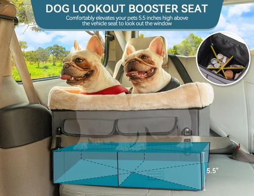 Show full view: Petsfit Washable Dog Car Booster Seat with 2 Safety Leashes, Dark Gray, Medium slide 3 of 10