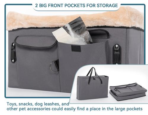 Show full view: Petsfit Washable Dog Car Booster Seat with 2 Safety Leashes, Dark Gray, Medium slide 8 of 10