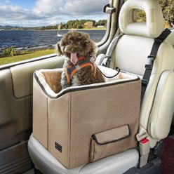 Petsfit Washable Dog Car Booster Seat with Portable Carrying Case, Khaki, Small