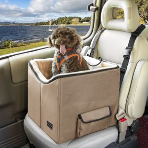 Petsfit Washable Dog Car Booster Seat with Portable Carrying Case, Khaki, Small