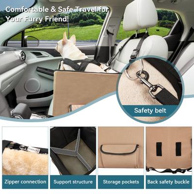 Show full view: Petsfit Washable Dog Car Booster Seat with Portable Carrying Case, Khaki, Small slide 4 of 10
