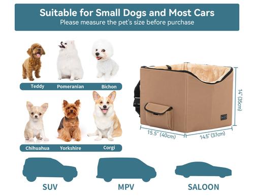 Show full view: Petsfit Washable Dog Car Booster Seat with Portable Carrying Case, Khaki, Small slide 7 of 10