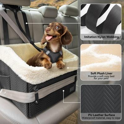 Show full view: Petsfit Waterproof PU Leather Medium Dog Car Booster Seat, Black slide 7 of 11