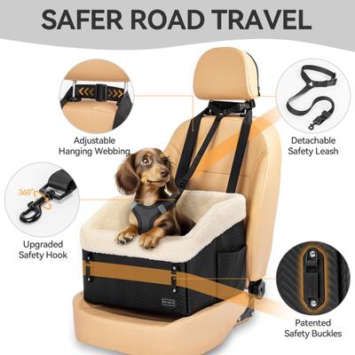 Show full view: Petsfit Waterproof PU Leather Medium Dog Car Booster Seat, Black slide 4 of 11