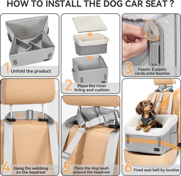 Show full view: Petsfit Waterproof PU Leather Medium Dog Car Booster Seat, Grey slide 8 of 11