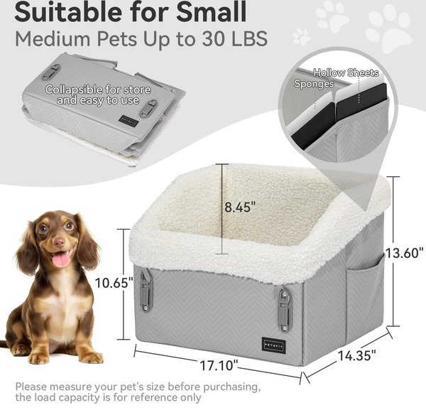 Show full view: Petsfit Waterproof PU Leather Medium Dog Car Booster Seat, Grey slide 2 of 11