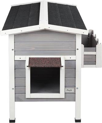 Show full view: Petsfit Weatherproof Outdoor Cat House with Stairs, Gray slide 4 of 8