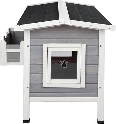 Show full view: Petsfit Weatherproof Outdoor Cat House with Stairs, Gray slide 5 of 8