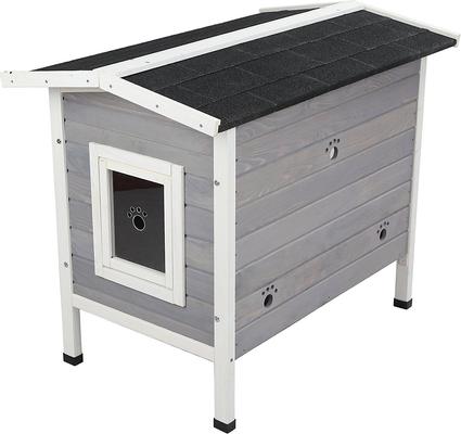 Show full view: Petsfit Weatherproof Outdoor Cat House with Stairs, Gray slide 7 of 8