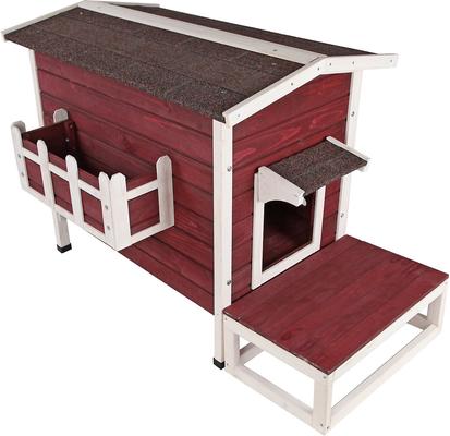 Show full view: Petsfit Weatherproof Outdoor Cat House with Stairs, Red slide 3 of 6